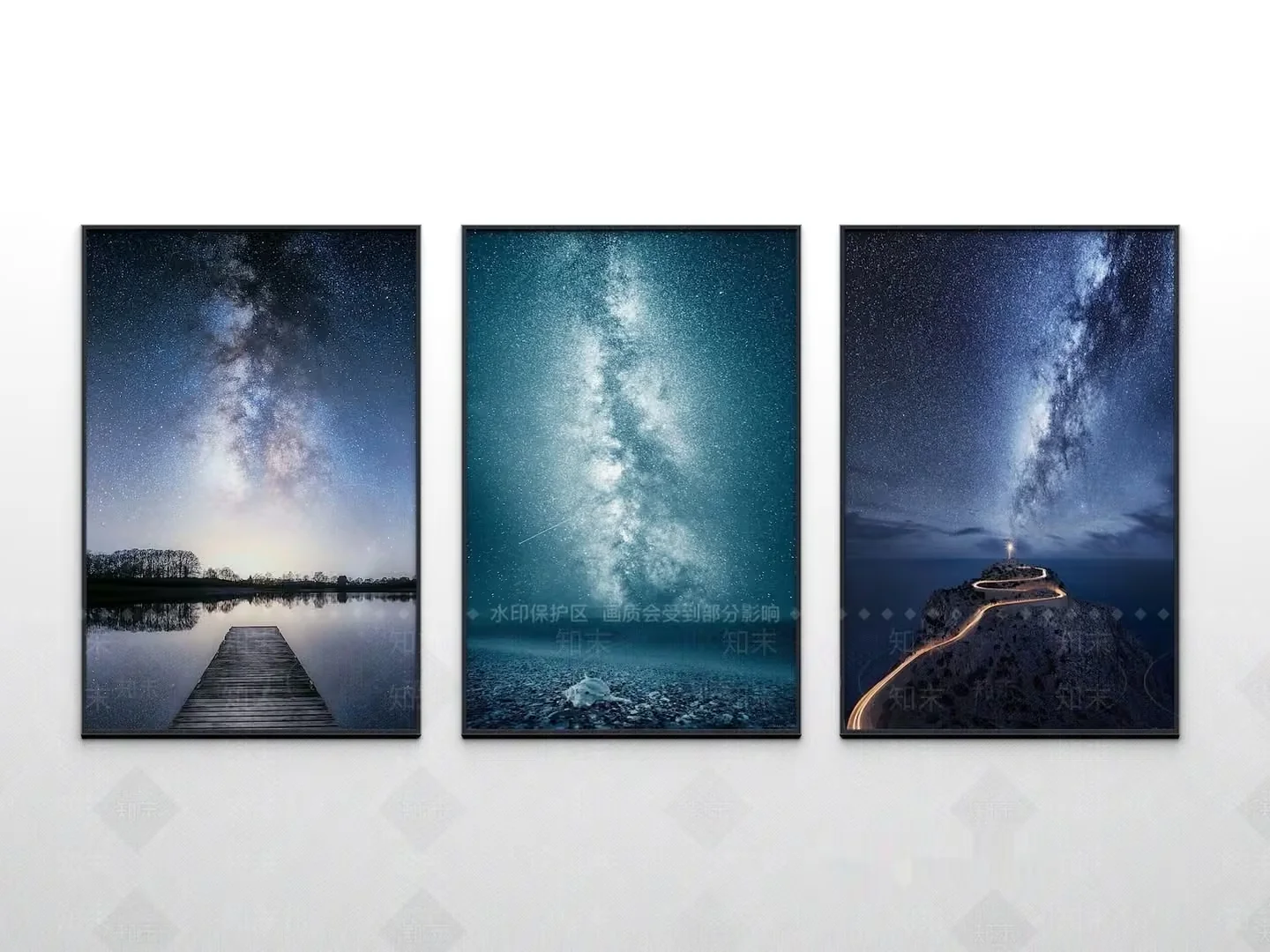 Three Framed Pictures Of The Milky Way 3D Model – 7623 – VRAY Render