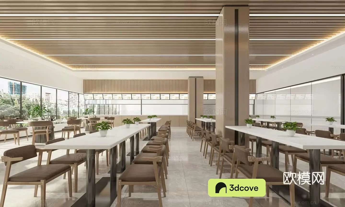 Modern canteen staff restaurant