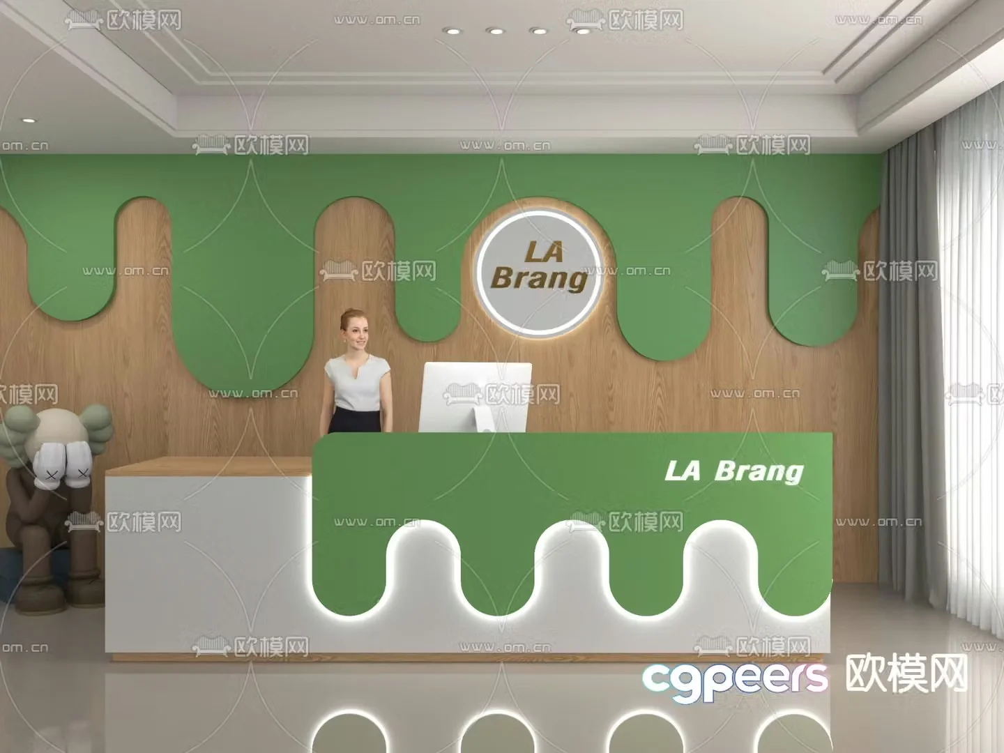 Modern front desk reception desk service desk 3d model