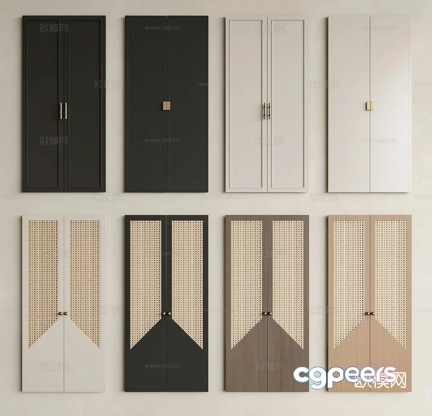 Middle-aged feng hood door Wasabi feng hood door Rattan cabinet door Cream feng hood door Wardrobe cabinet door 3D model