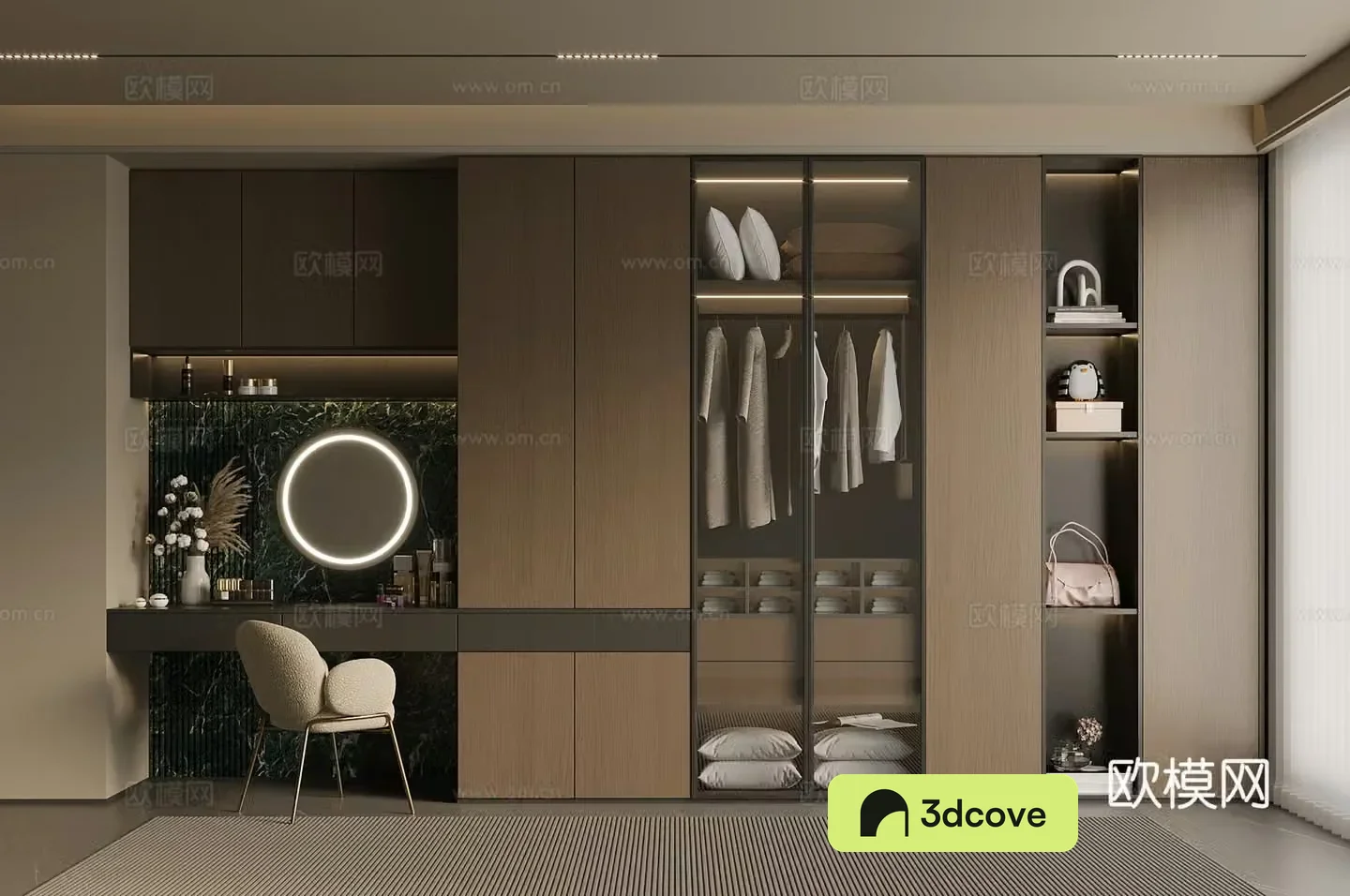 Italian light luxury wardrobe master bedroom wardrobe dressing table