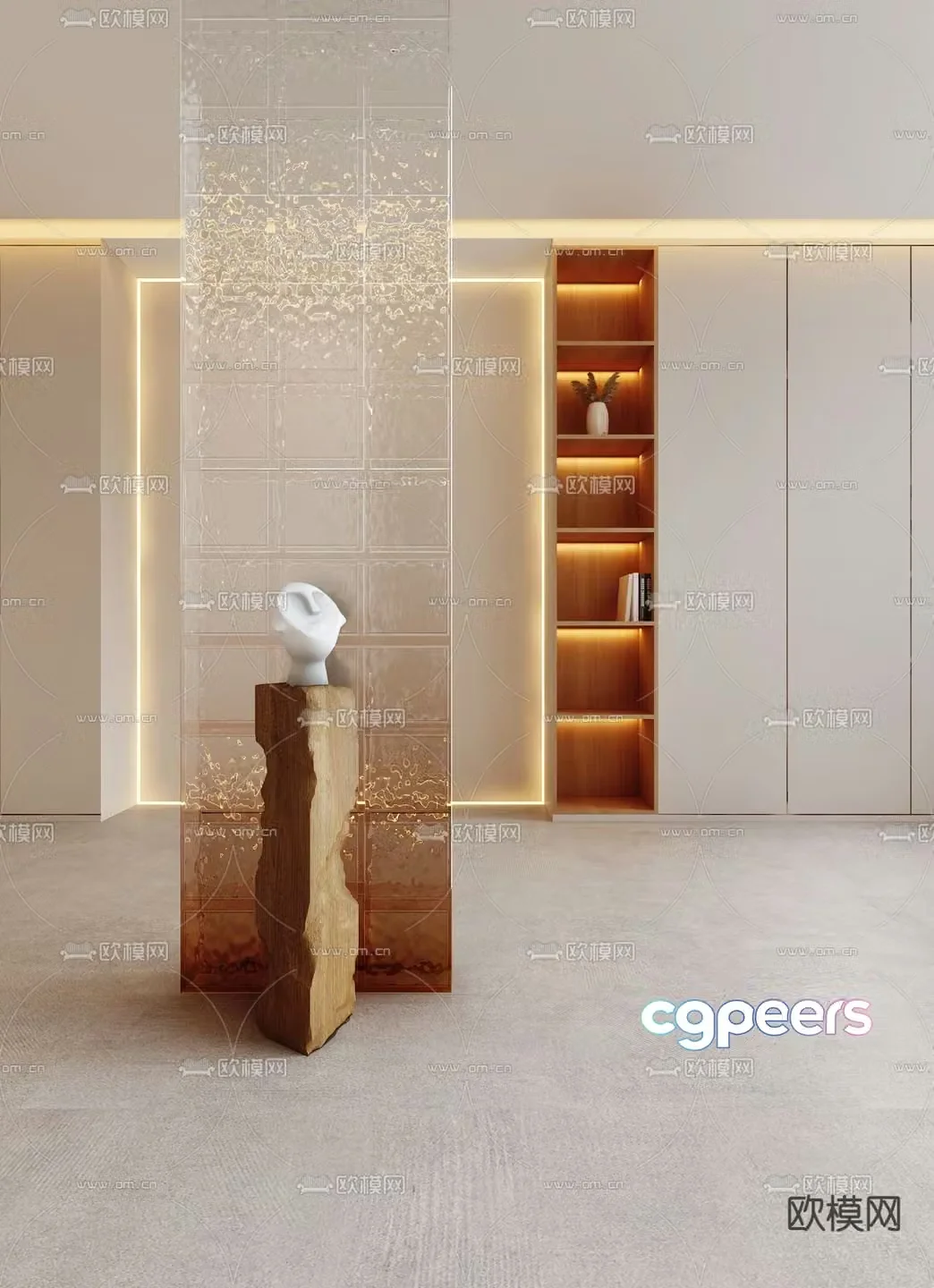 Gradient screen glass brick partition 3d model