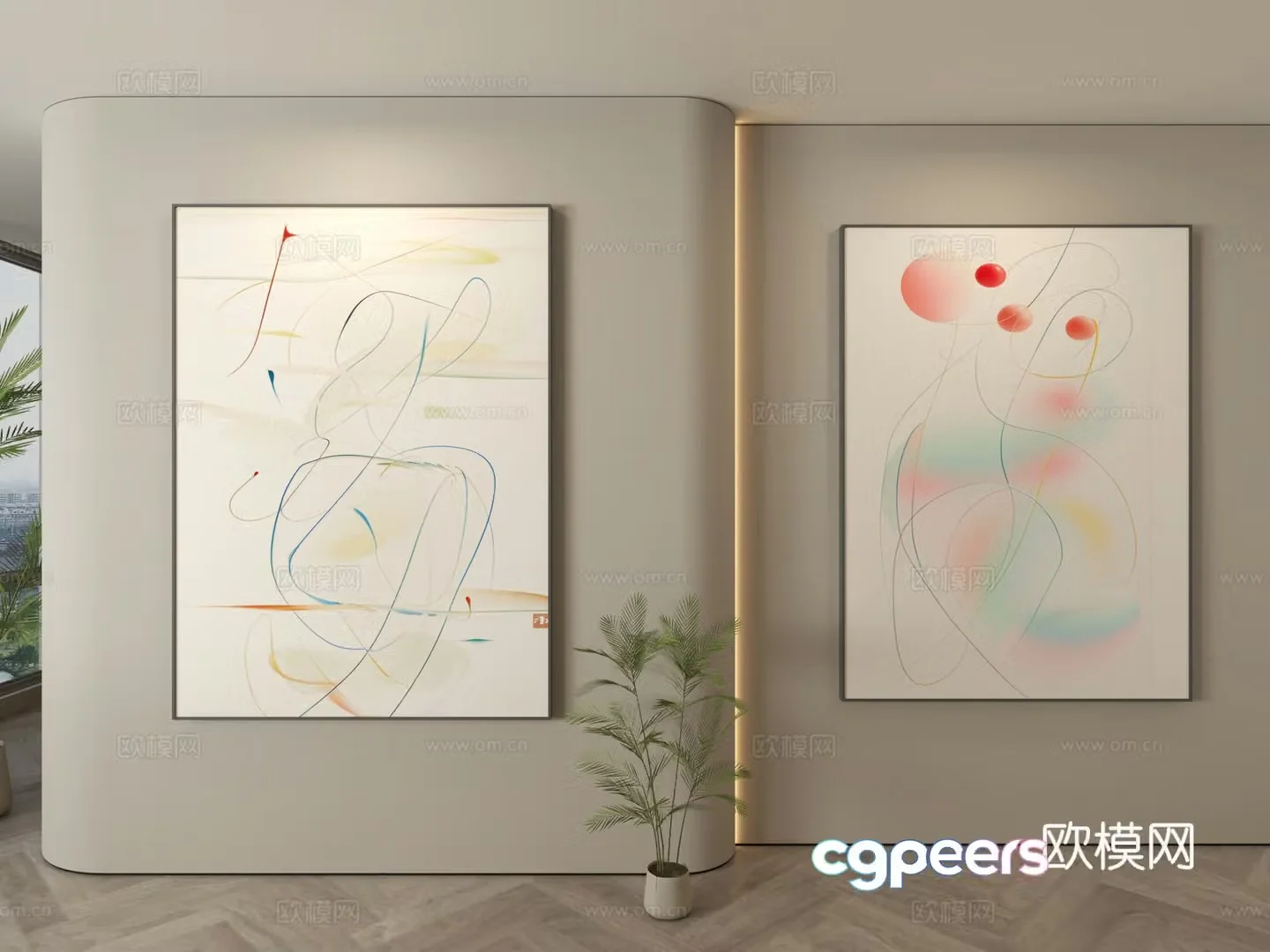 Modern decorative paintings Simple hanging paintings 3D model