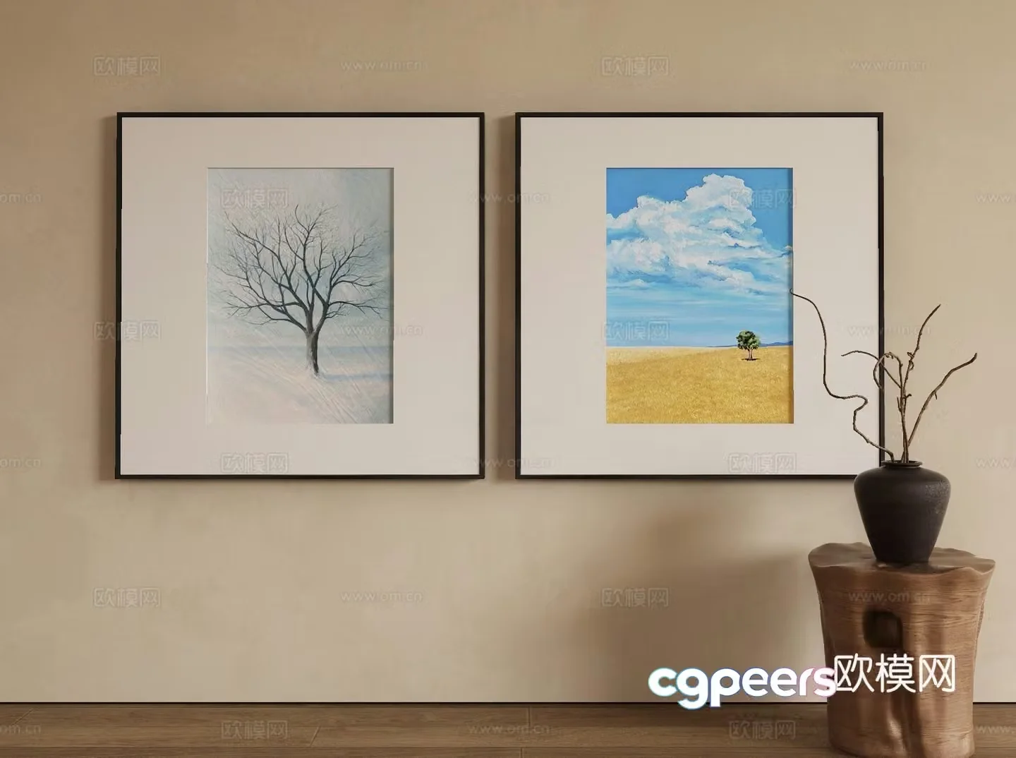 Modern landscape painting decorative painting 3d model