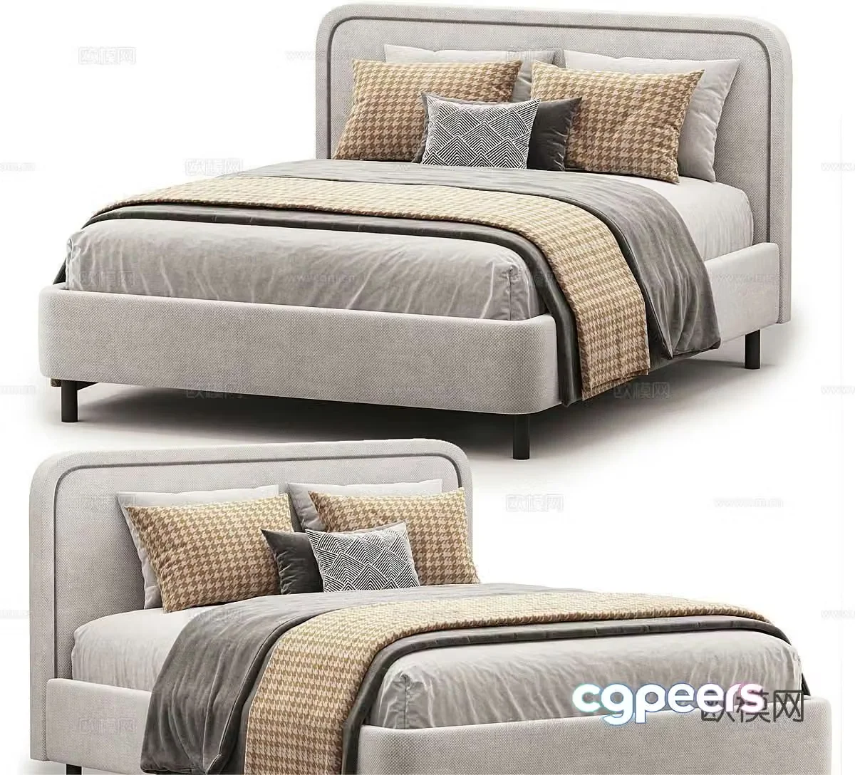 Lukas modern double bed 3d model