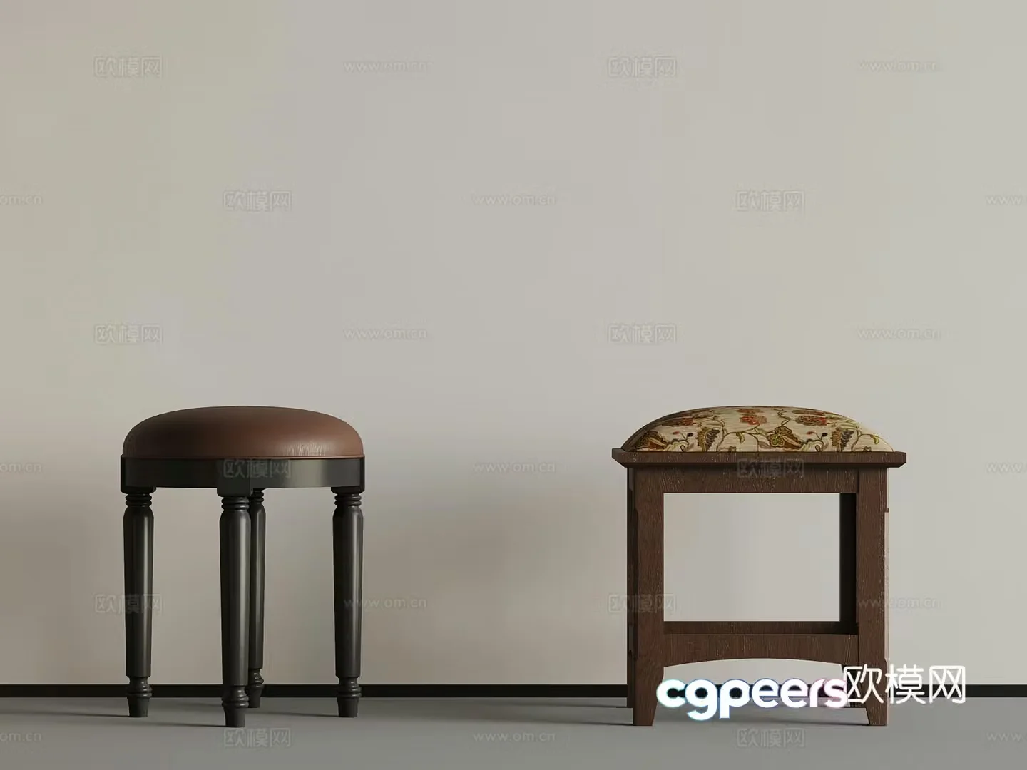 French stool dressing stool 3d model