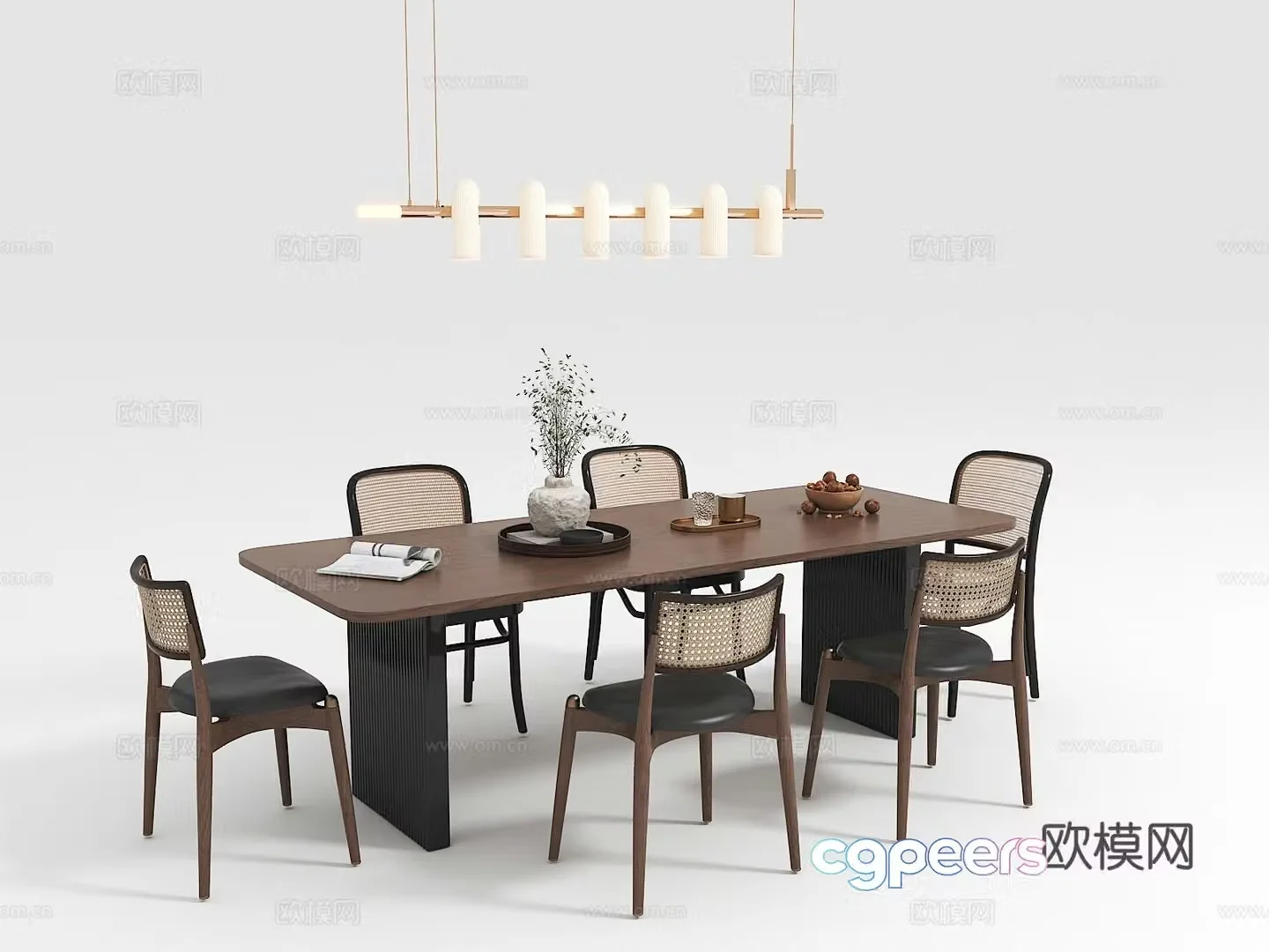 French dining table and chairs 3d model