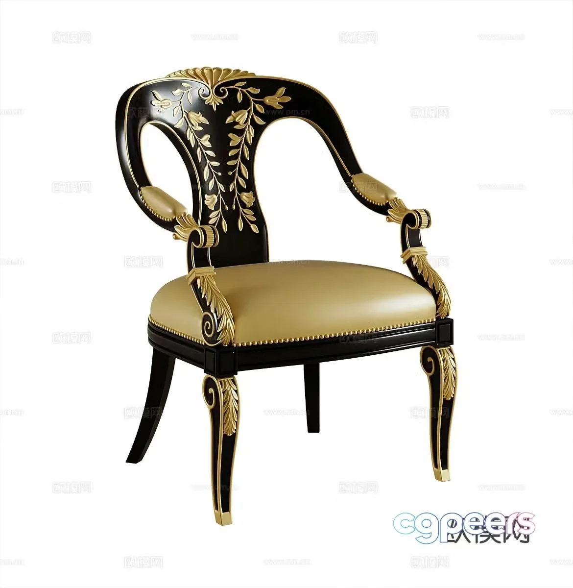 French chair lounge chair 3d model