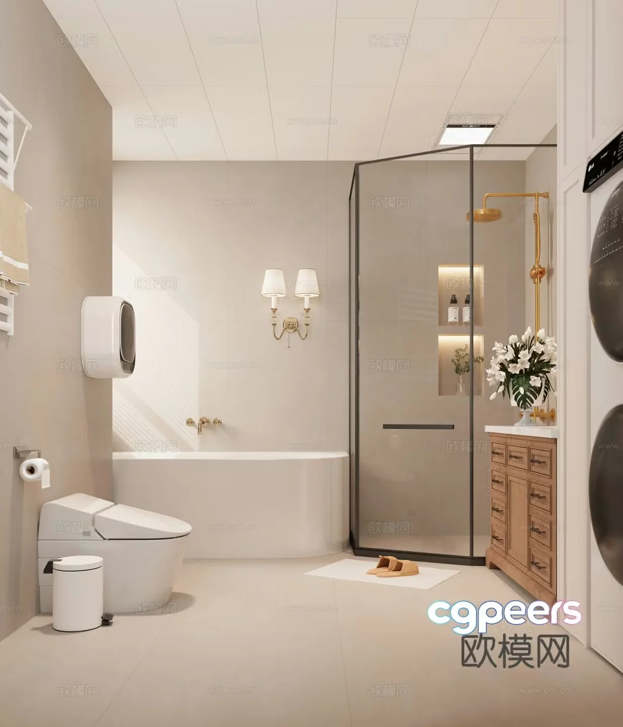 Bathroom Small American bathroom Modern American bathroom Log bathroom American retro bathroom 3D model