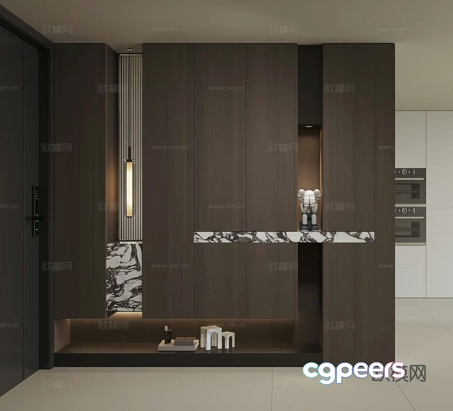 Modern home entrance shoe cabinet 3D model