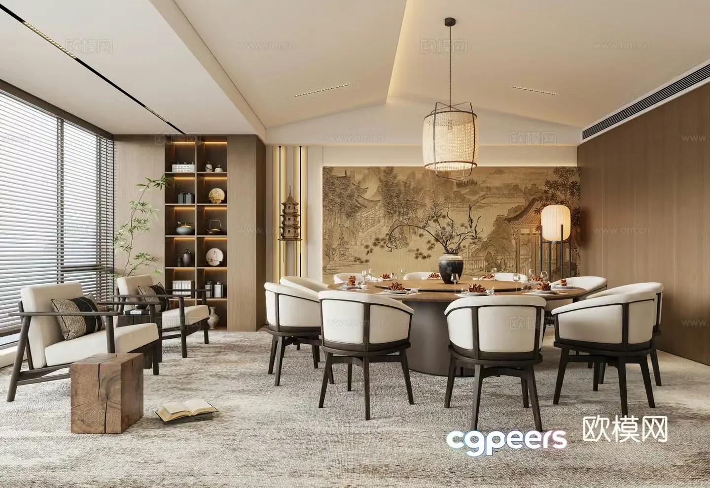 Chinese restaurant private room 3D model of restaurant private room