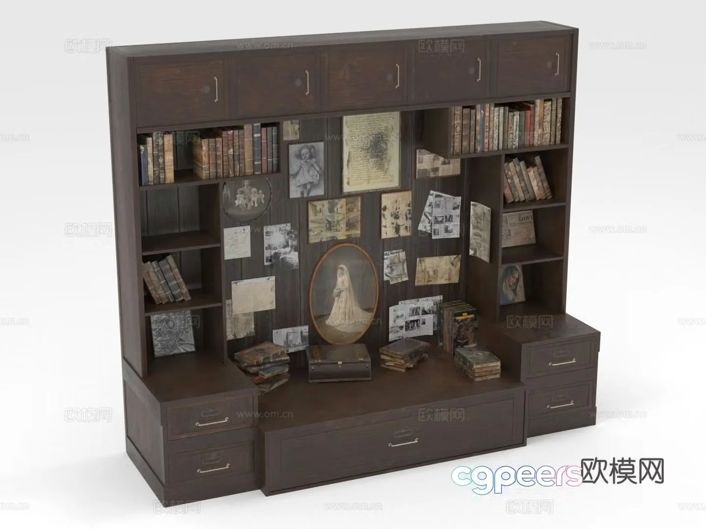 Bookcase Shelf Combination Cabinet Storage Cabinet 3D Model