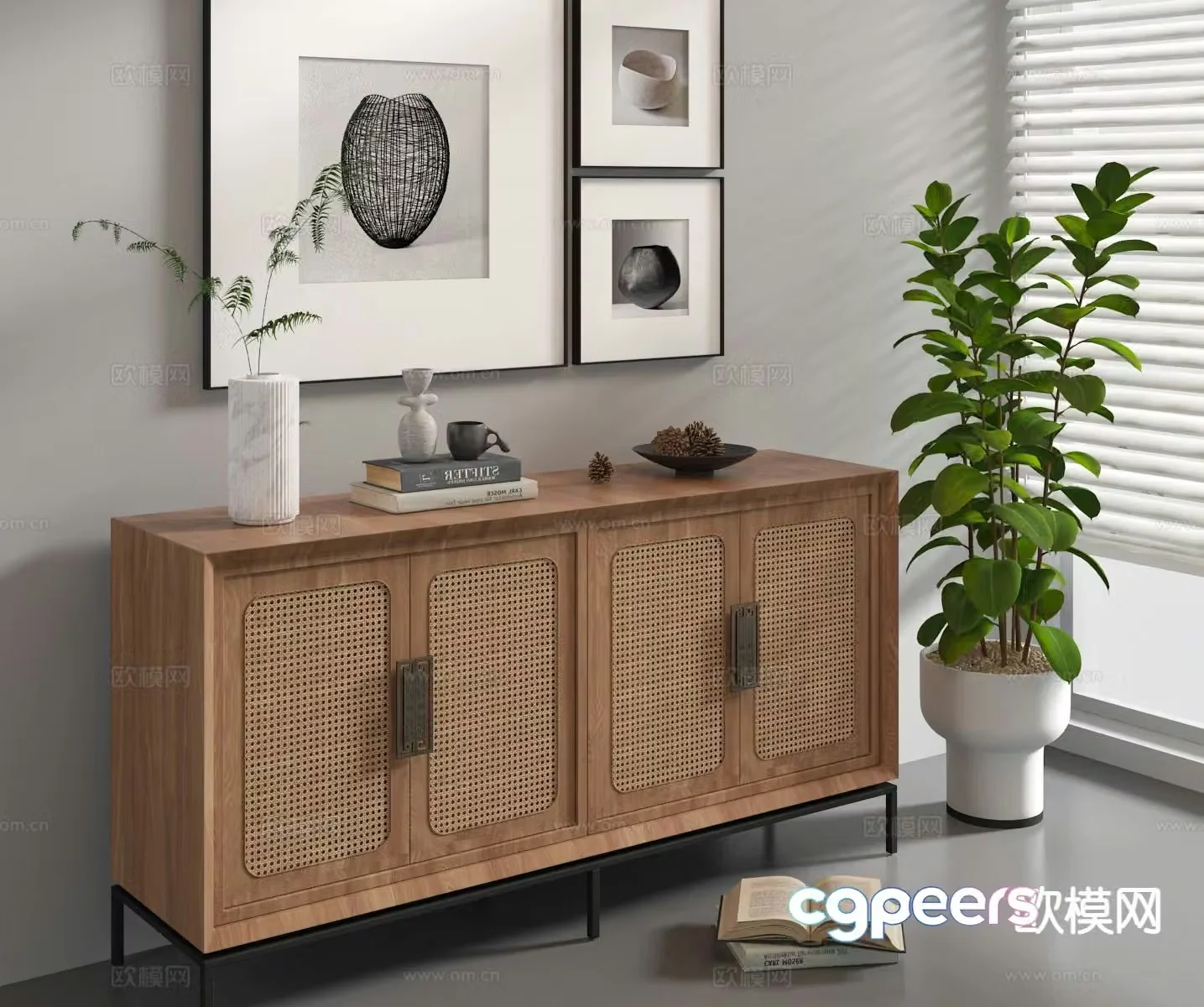 Wabi-sabi side cabinet entrance cabinet 3D model