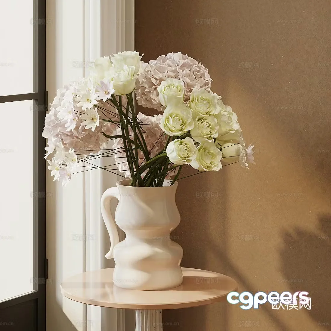 Modern flower art Indoor landscape flower art Living room dining table vase ornaments Hotel lobby flower art ornaments 3D model