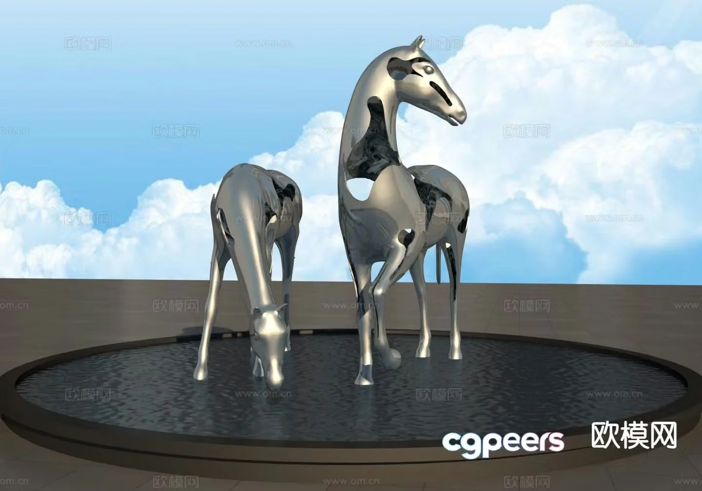 Hollow horse sculpture urban sculpture 3d model
