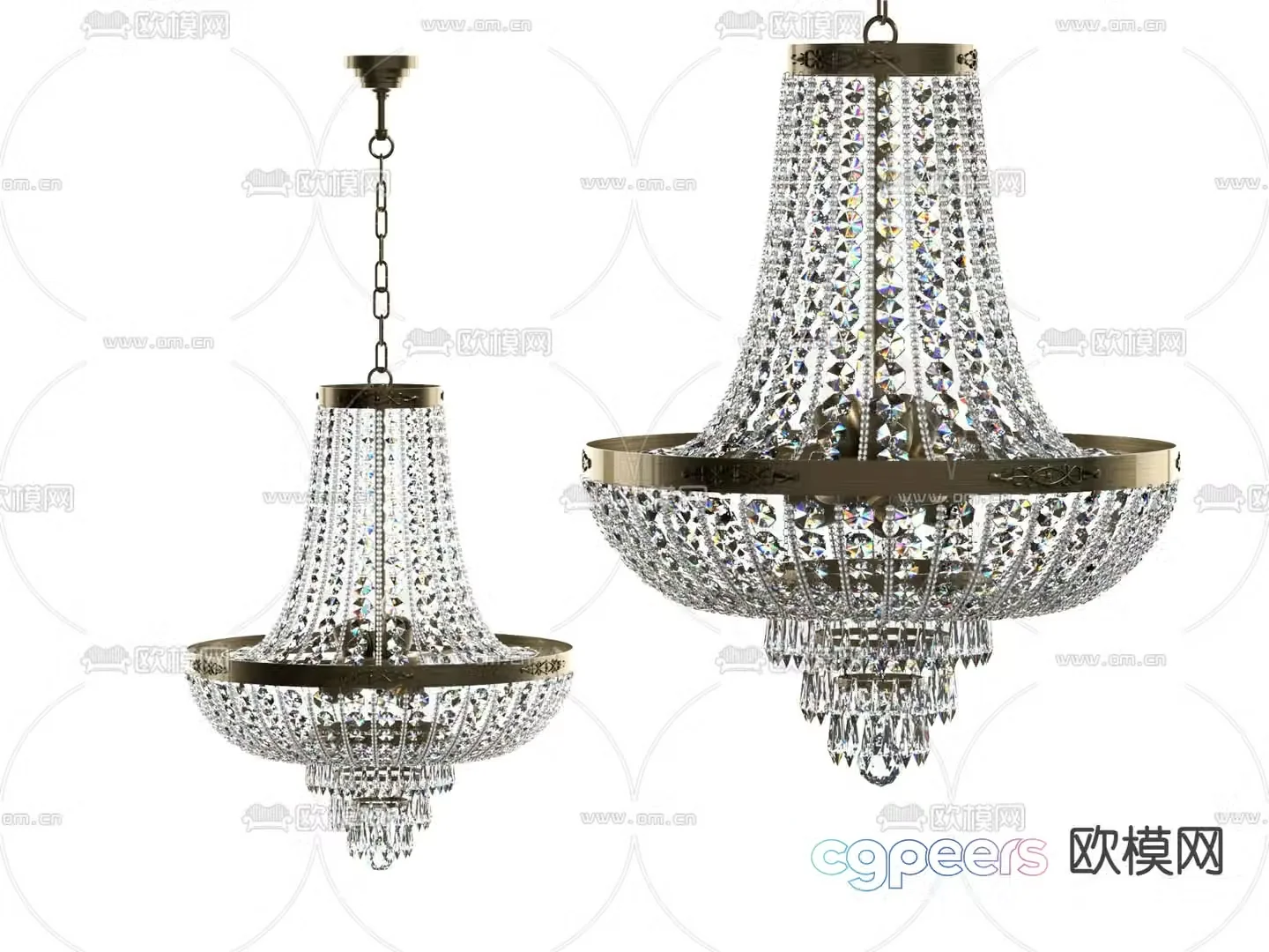 French crystal chandeliers 3d model