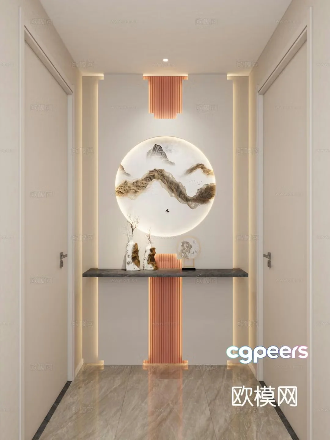 New Chinese style corridor entrance hall 3d model