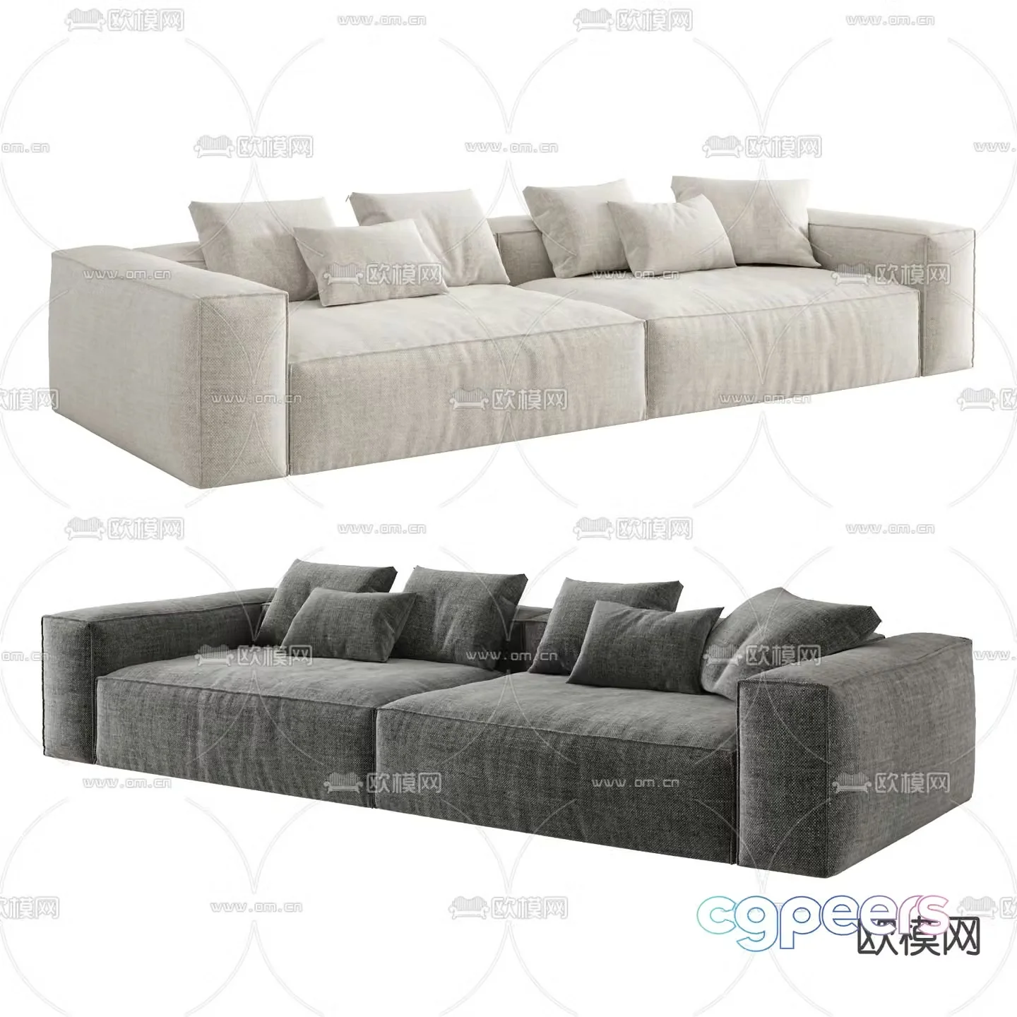 Double sofa upholstered sofa 3d model