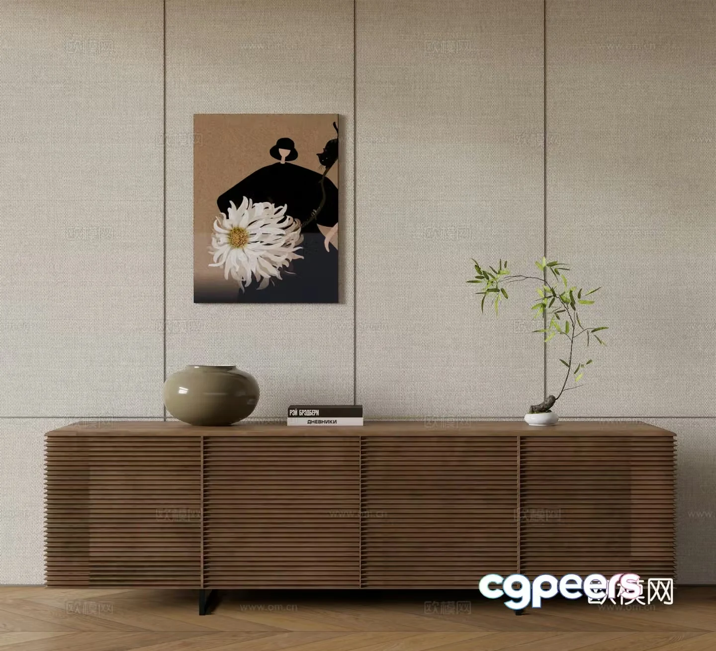 Modern porch cabinet end view porch cabinet side cabinet 3D model