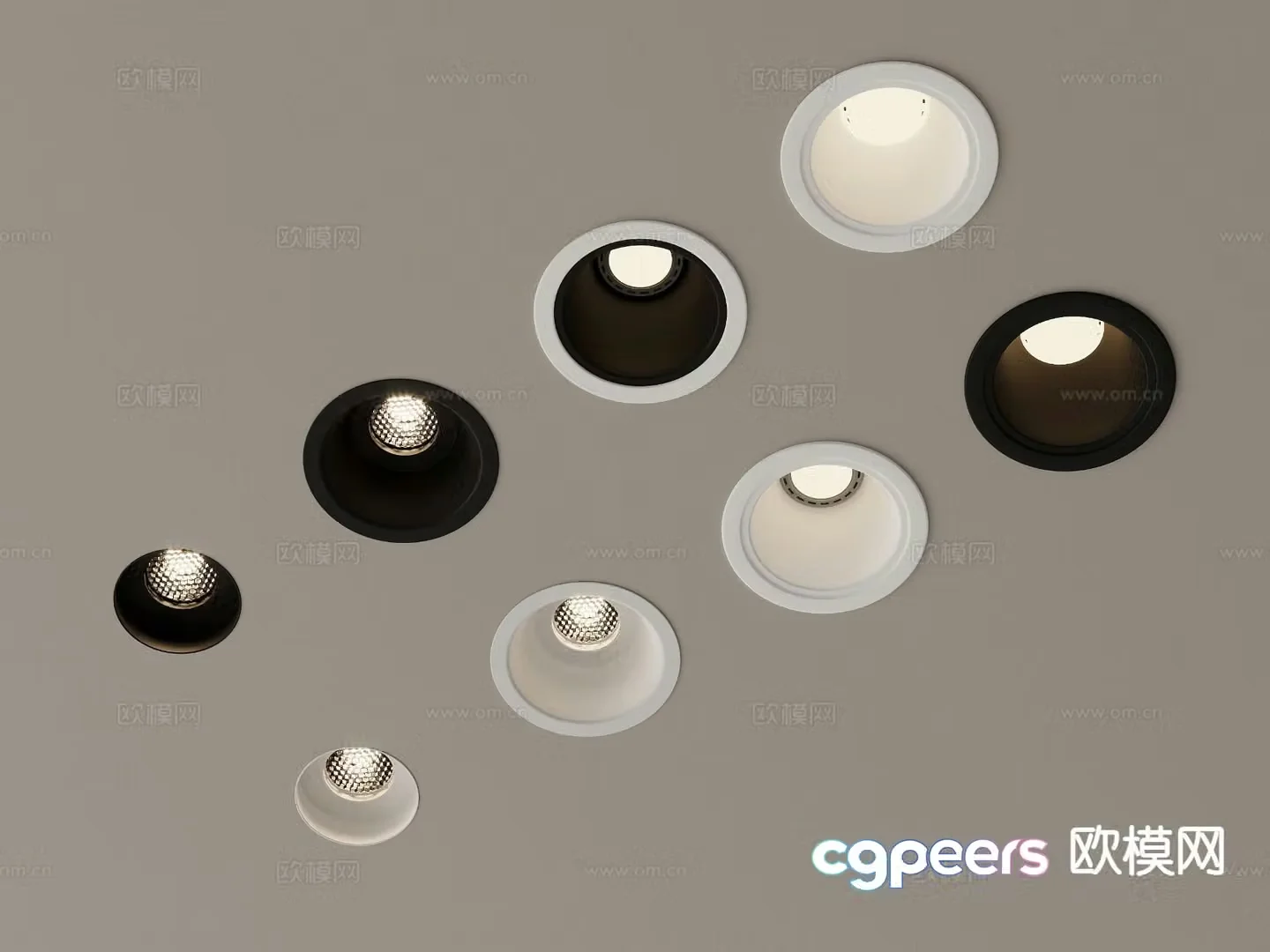 Recessed downlight spotlight track light 3d model