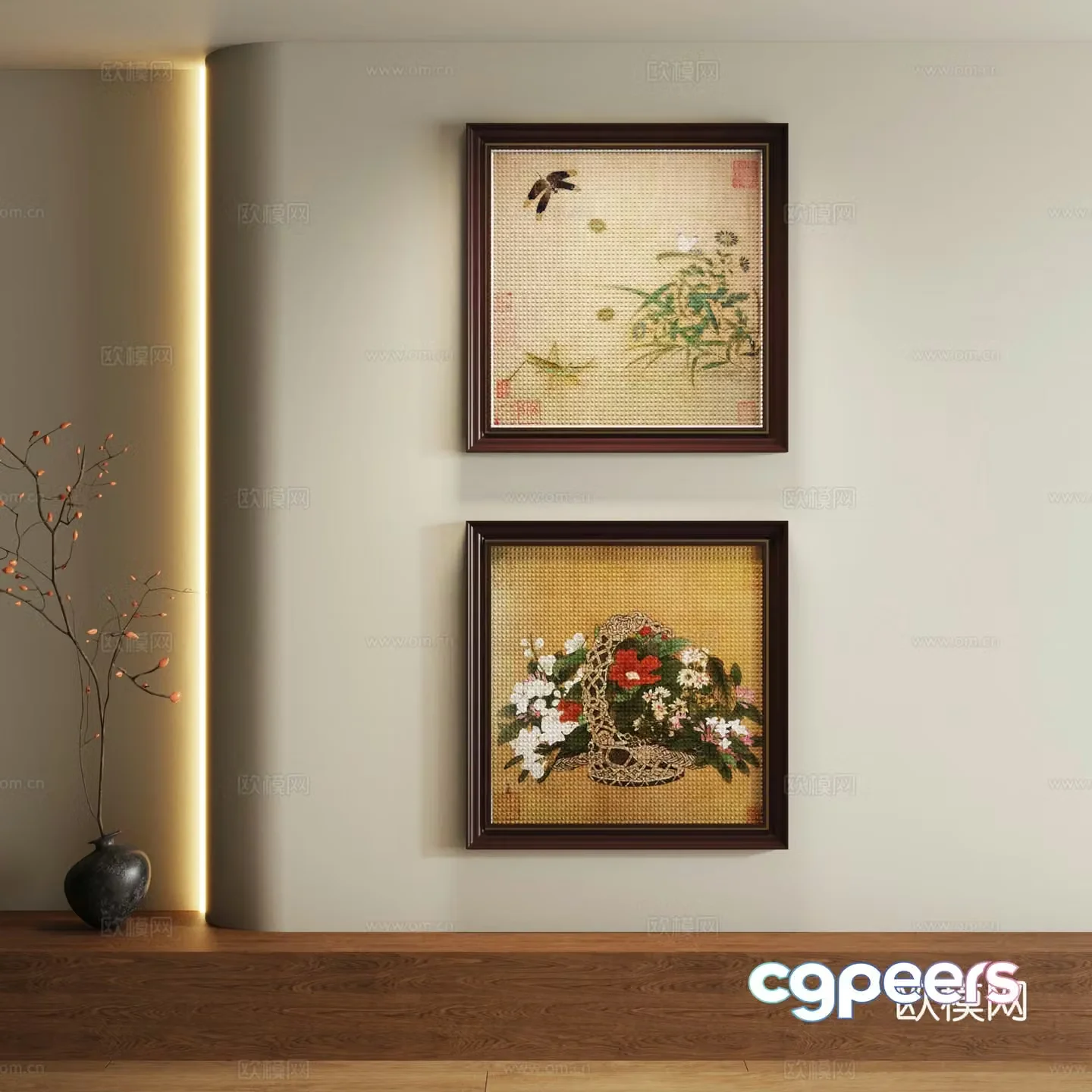 New Chinese style decorative painting 3D model