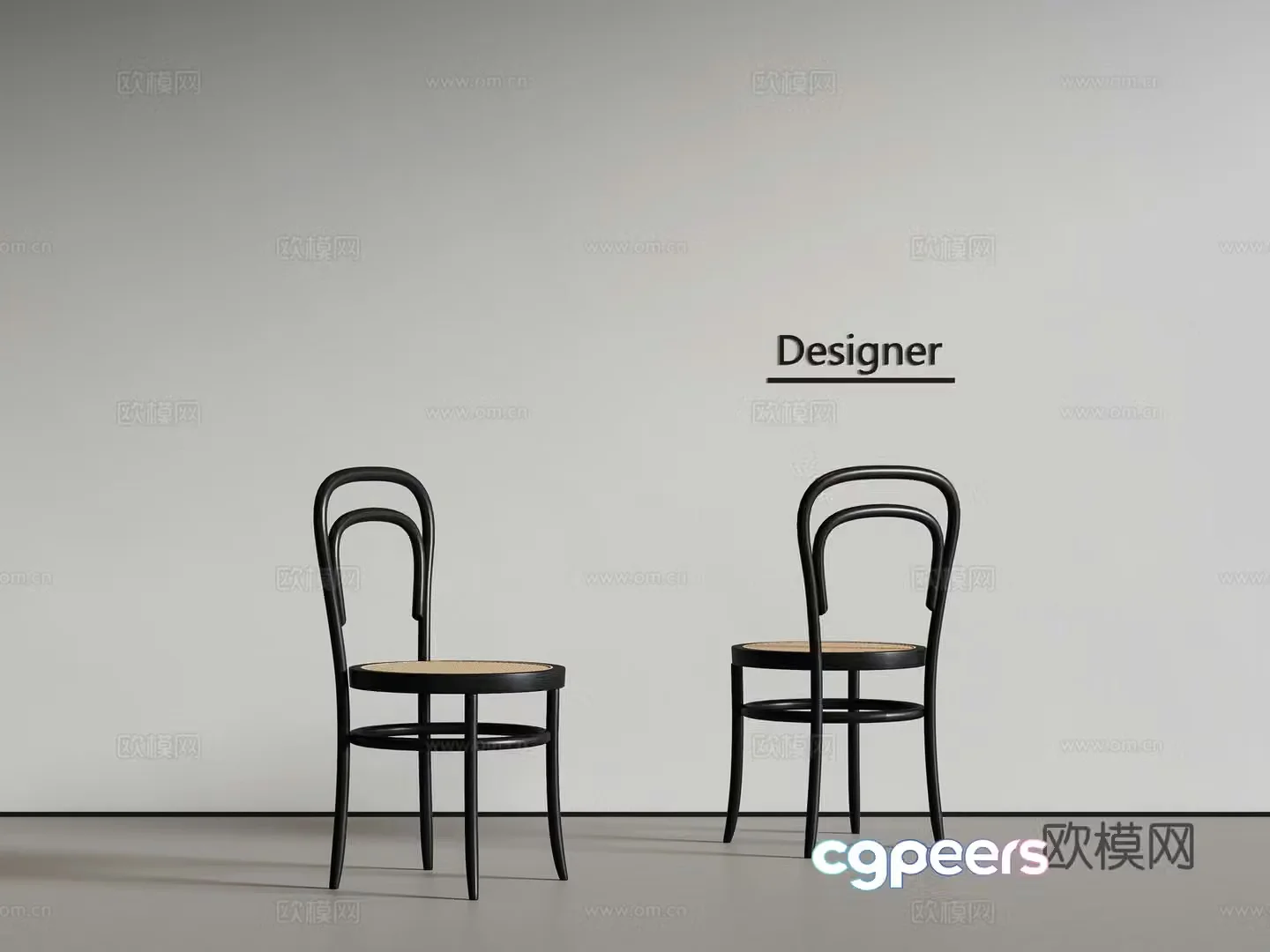 Medium style dining chair single chair solid wood 3d model