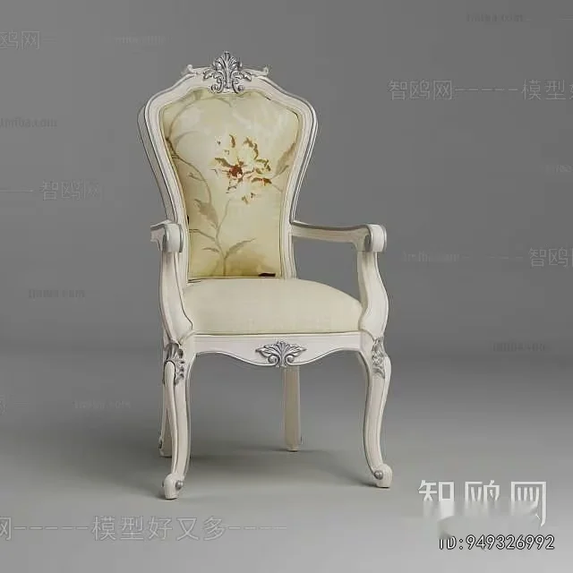 A White Chair With A Floral Pattern 3D Model – 16275 – VRAY Render