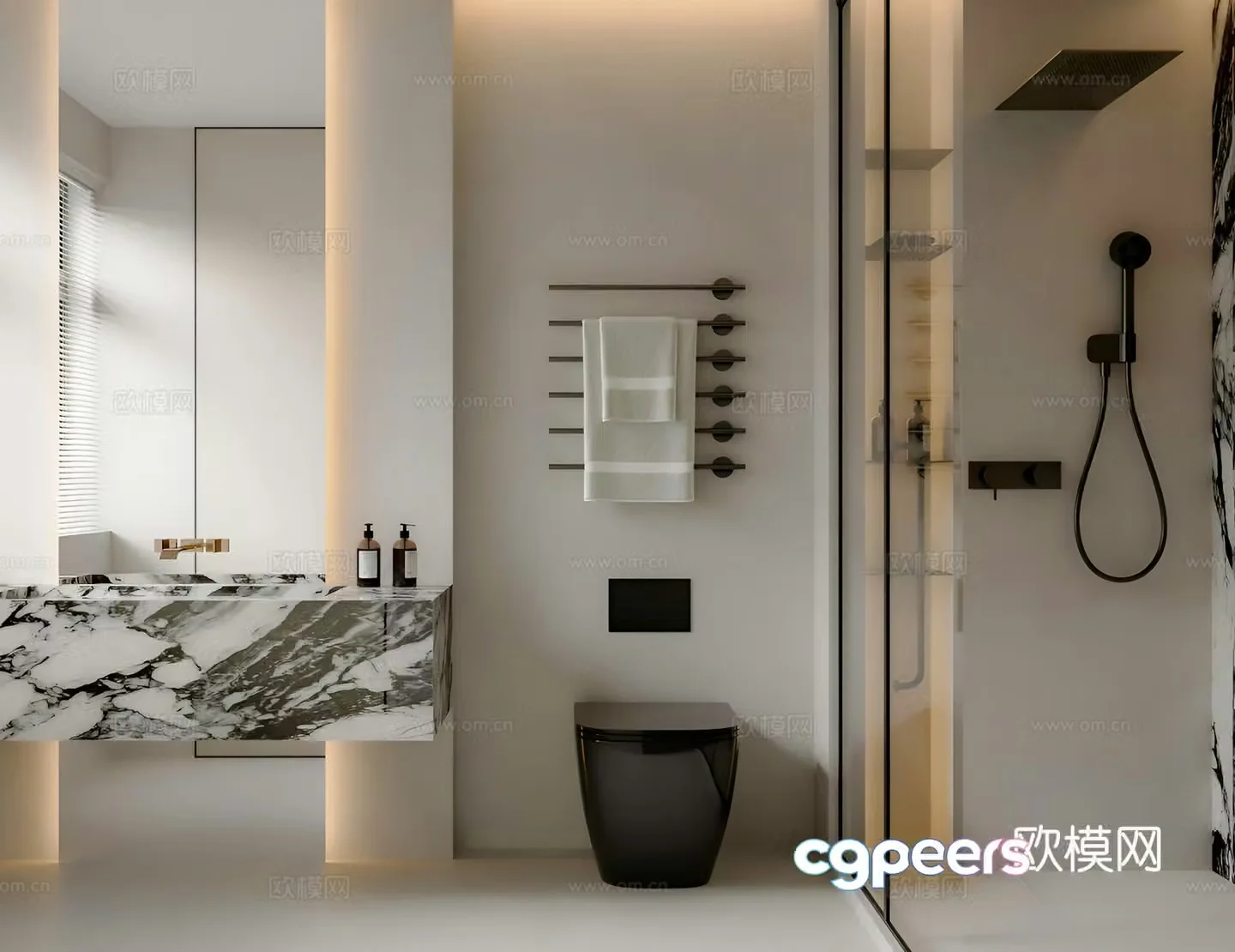 Modern minimalist bathroom 3d model