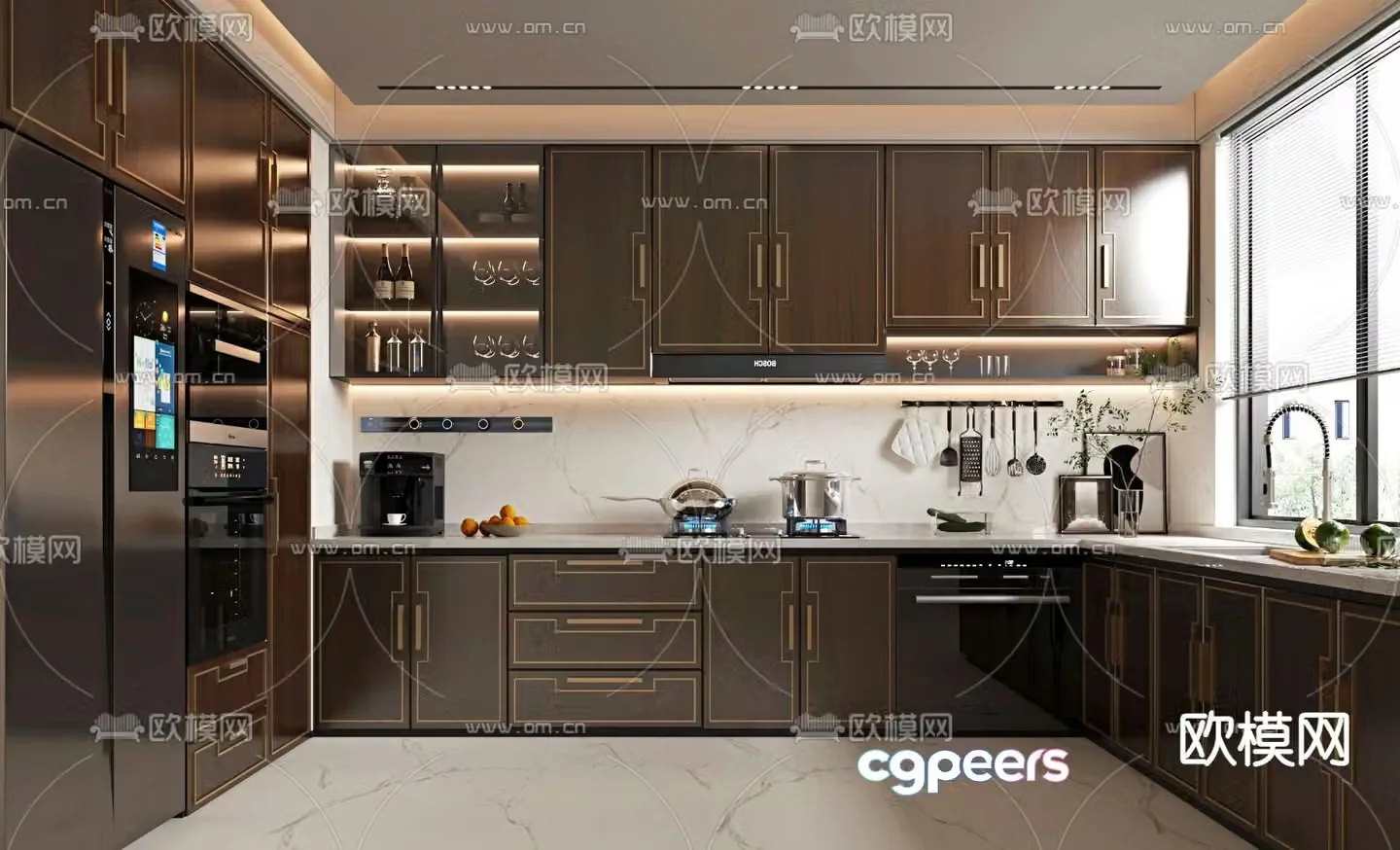 New Chinese style kitchen cabinet 3d model