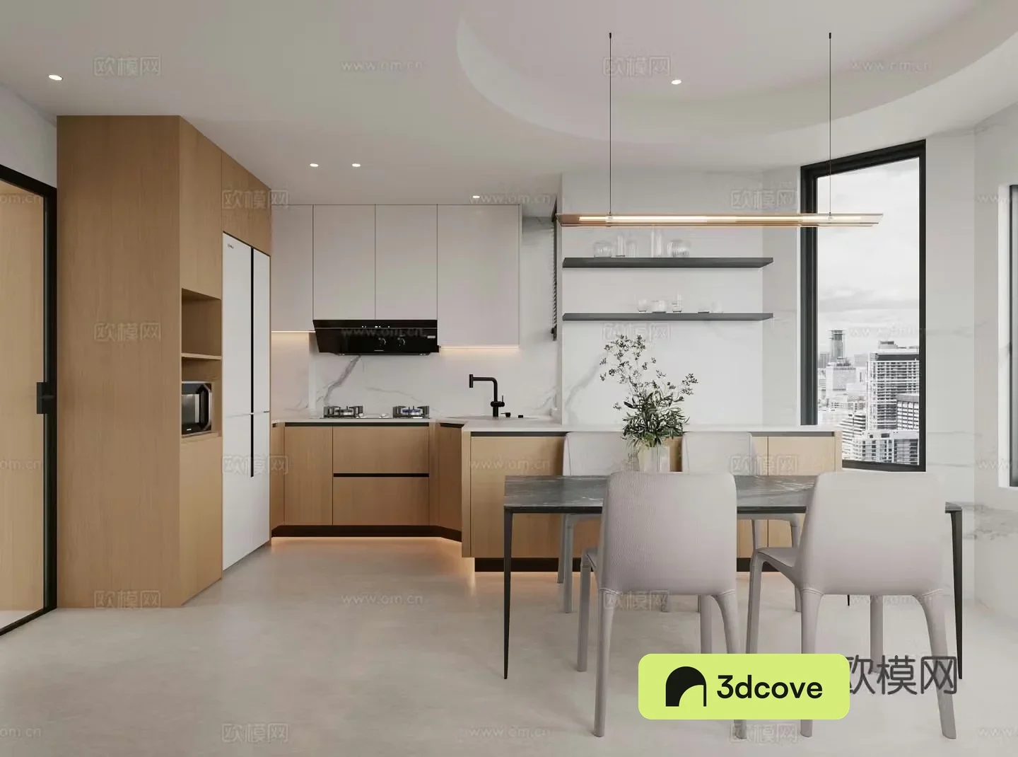 Open kitchen island cabinet
