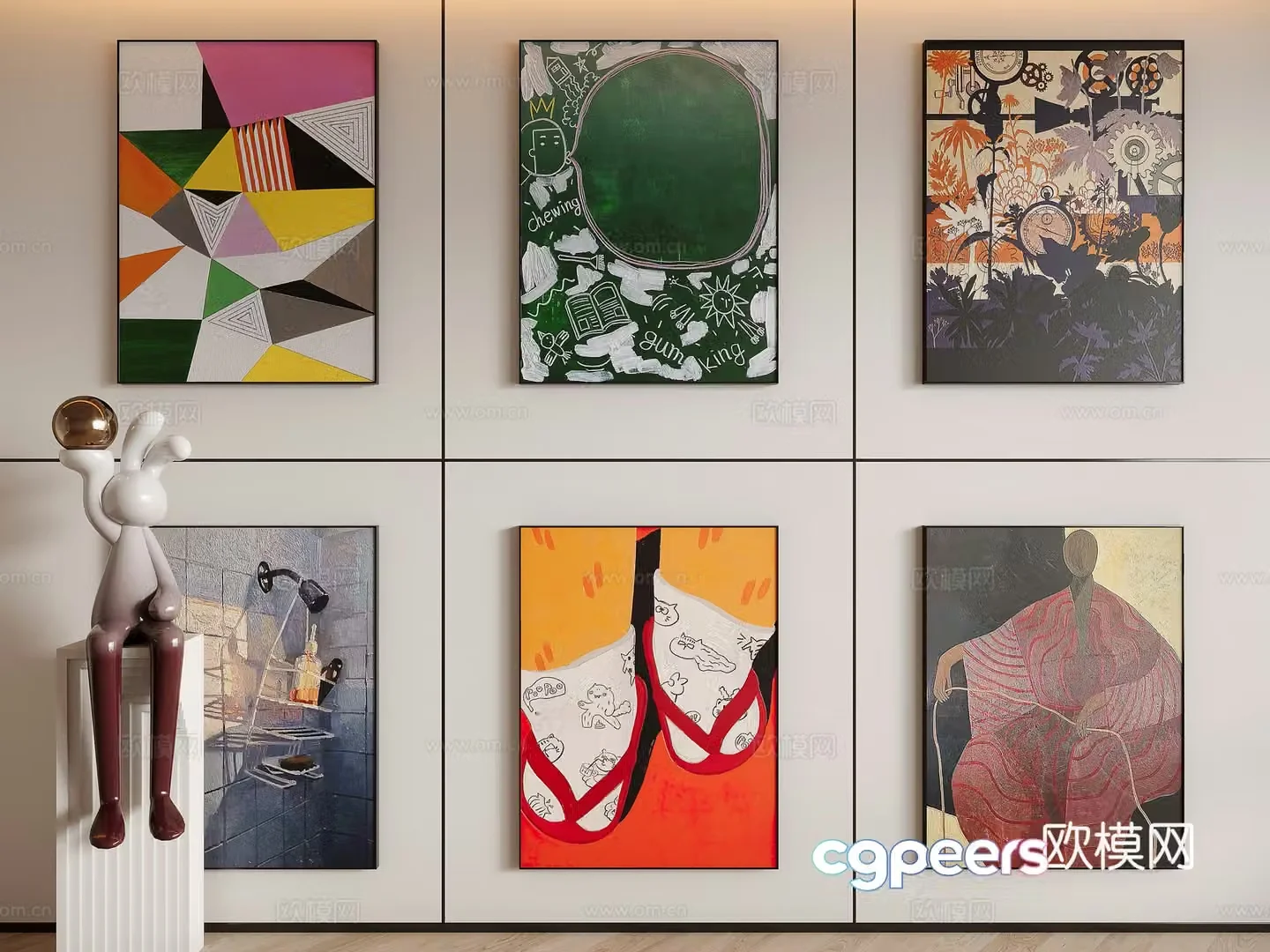 Modern dopamine decorative painting 3d model