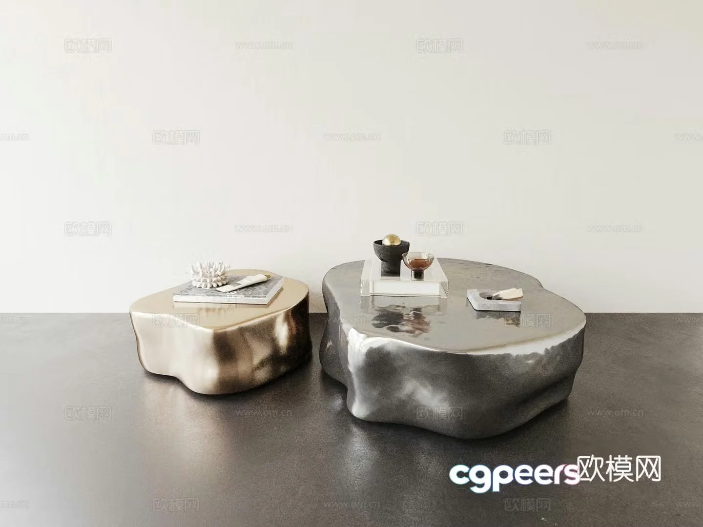 Coffee table round table tea table combination metal coffee table 3D model