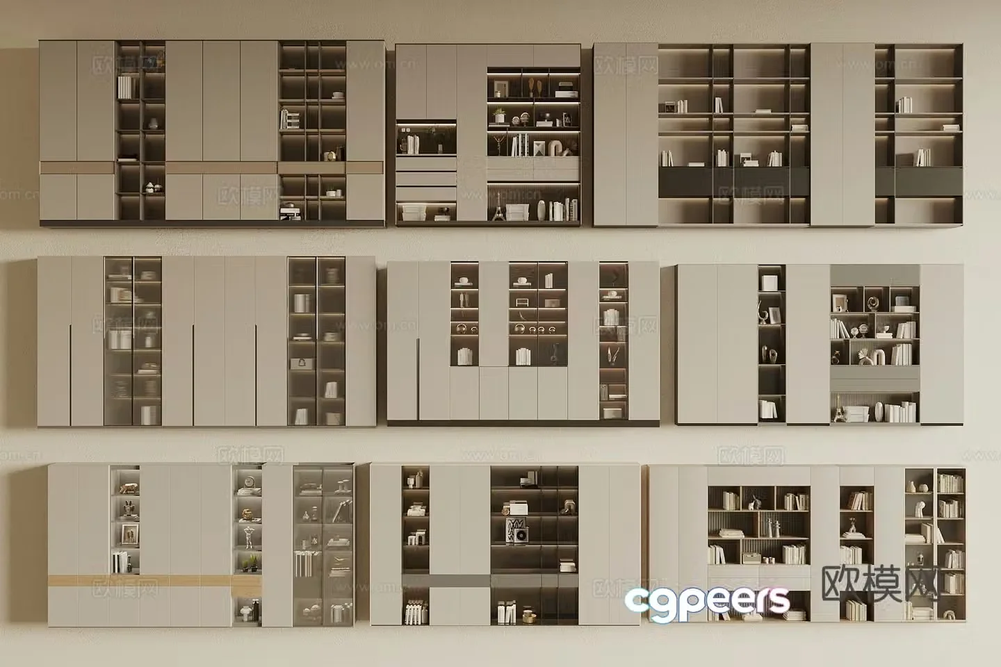 Modern bookcase open bookcase 3d model