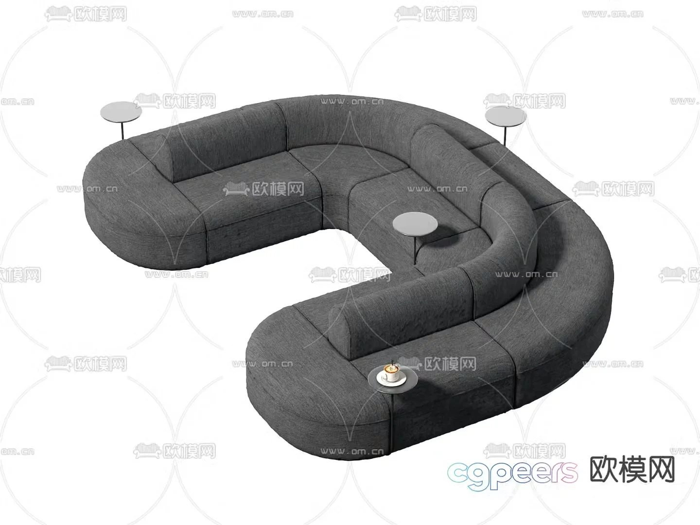 Lobby sofa double-back office sofa U-shaped sofa 3D model