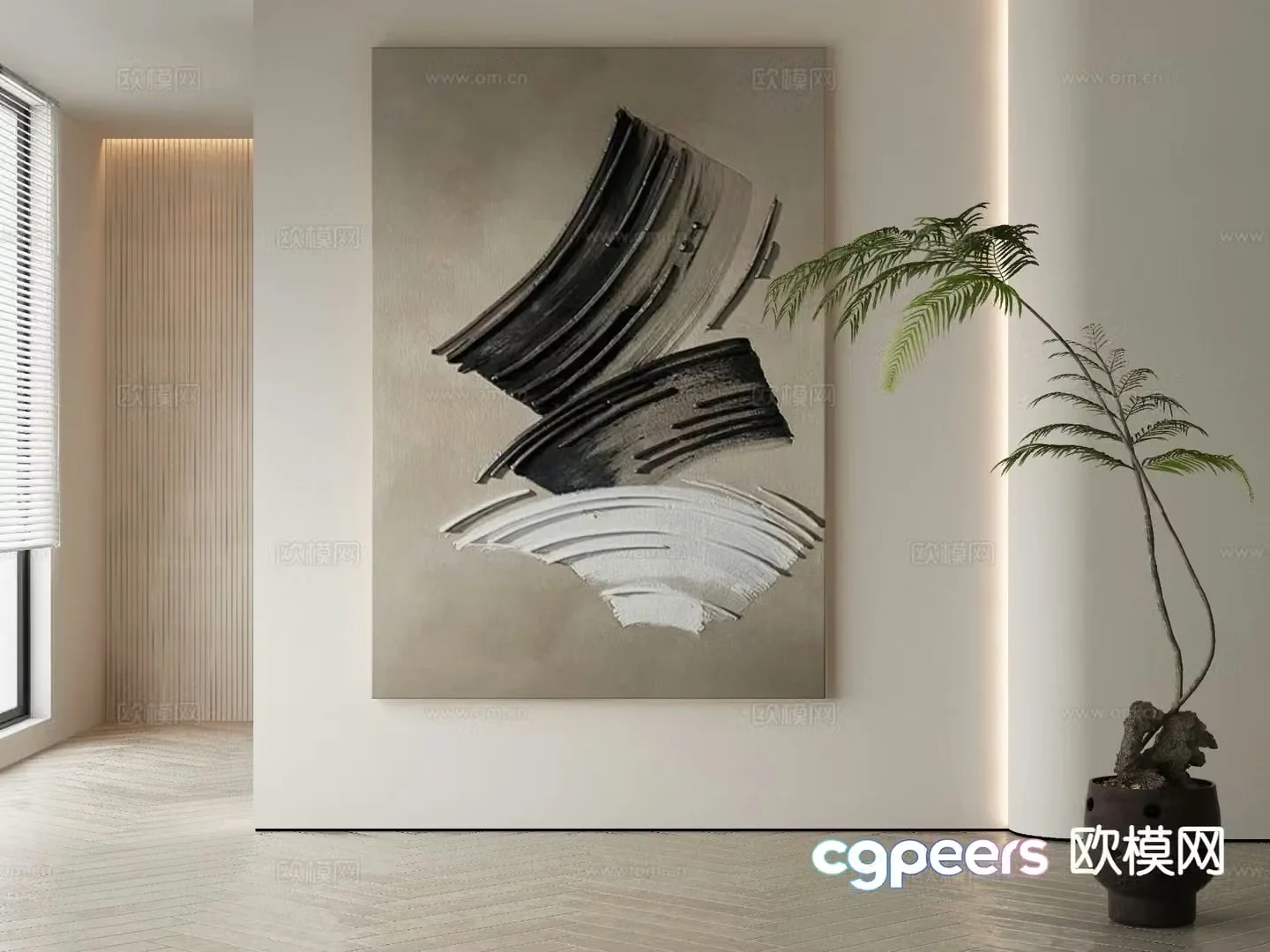 Modern decorative painting oil painting 3d model