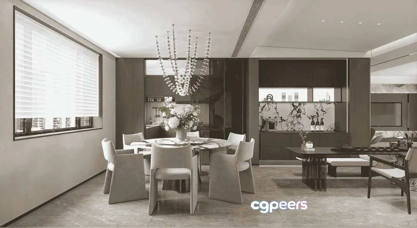 Modern Dining Room 3D Model – 11925 – VRAY Render