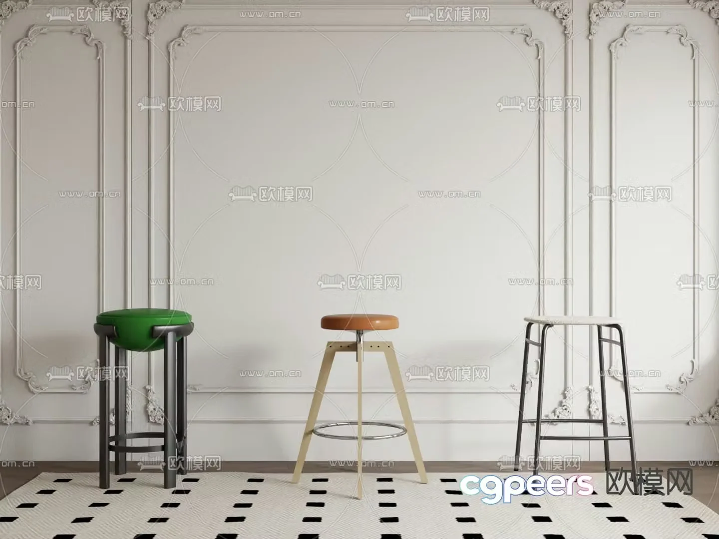 Modern bar chair bar stool 3d model