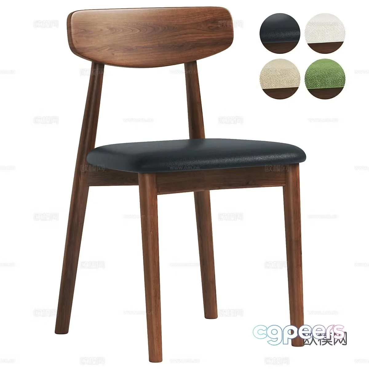 New Chinese style wooden single chair 3D model