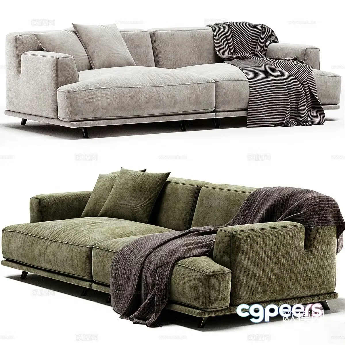 Modern fabric double sofa 3d model