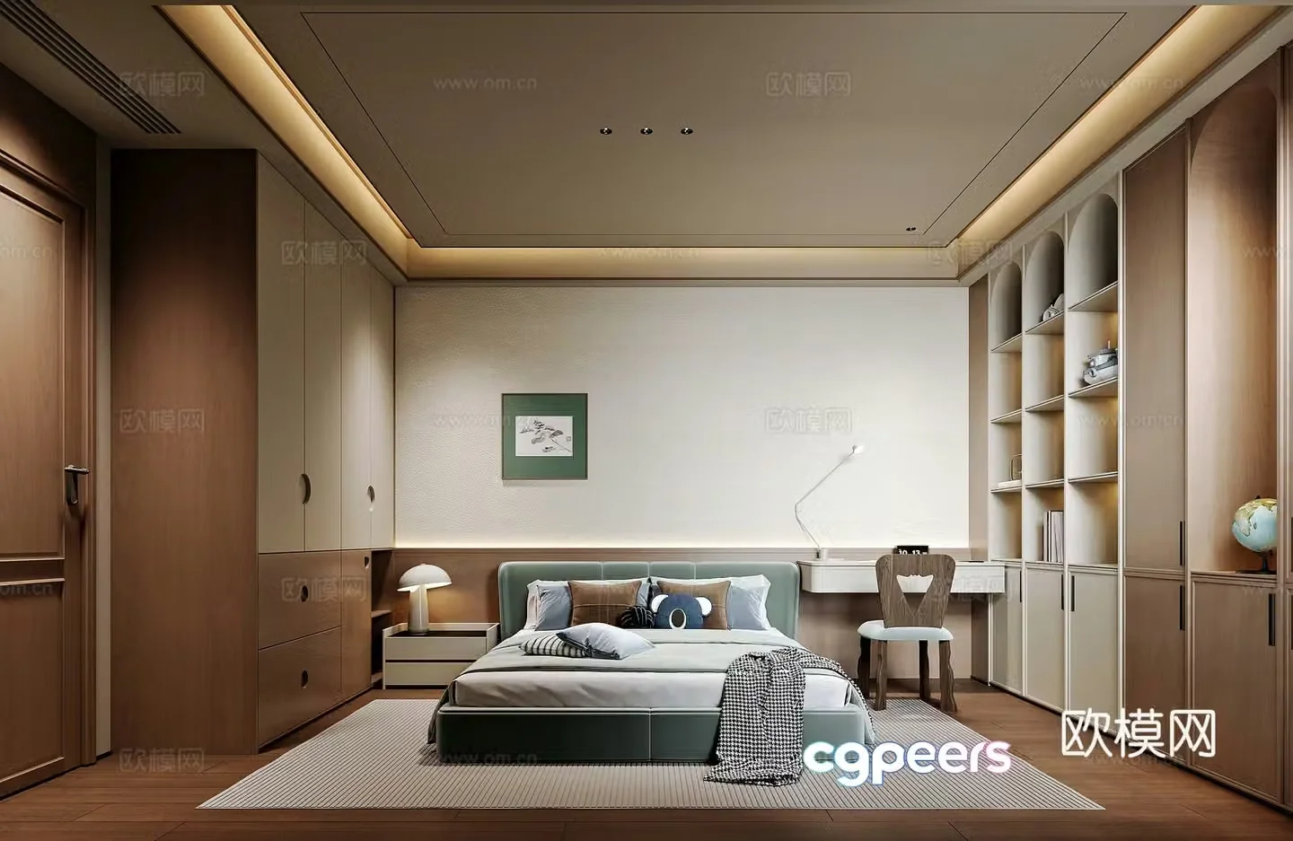 New Chinese style home bedroom 3D model