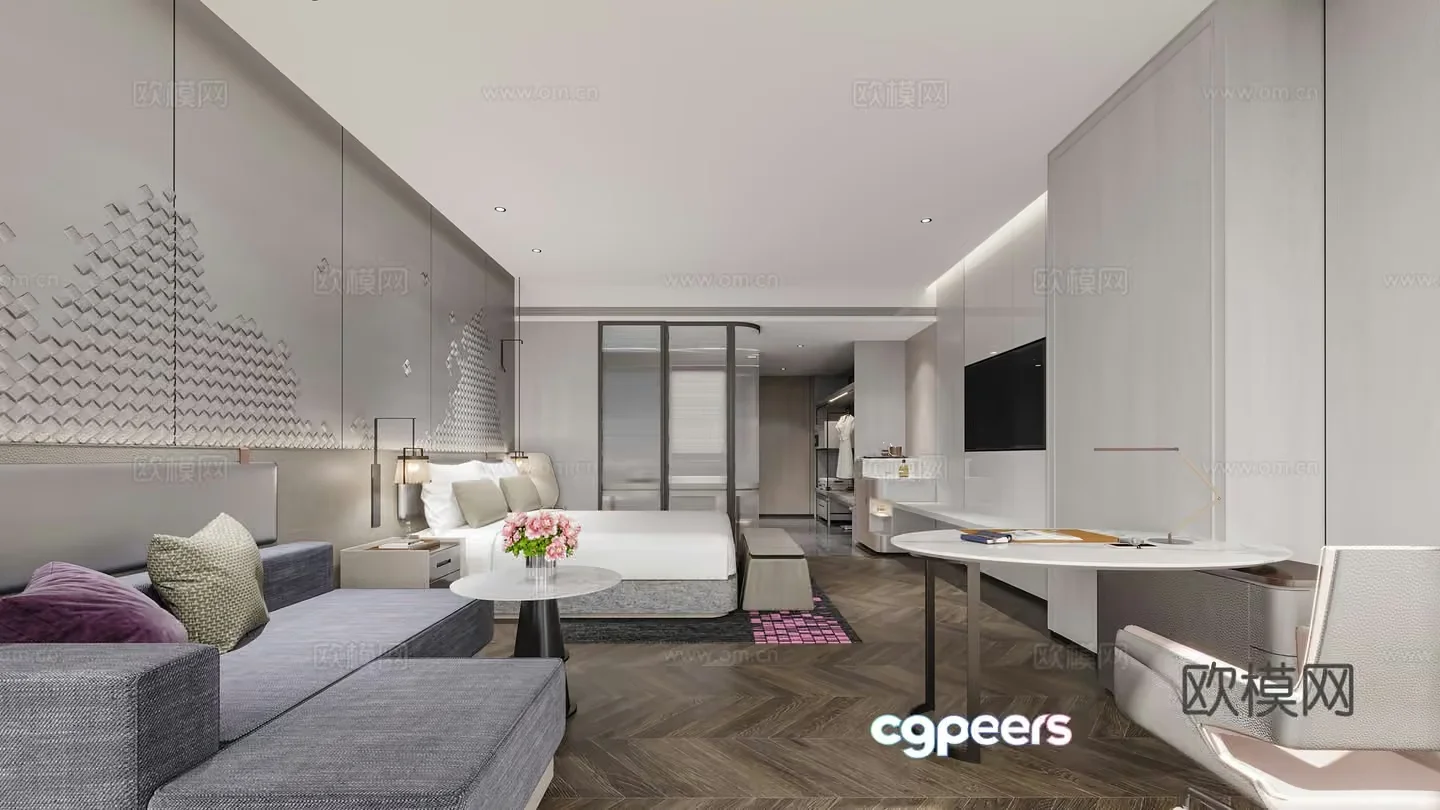 Modern Hotel Room 3D Model – 13810 – CORONA Render