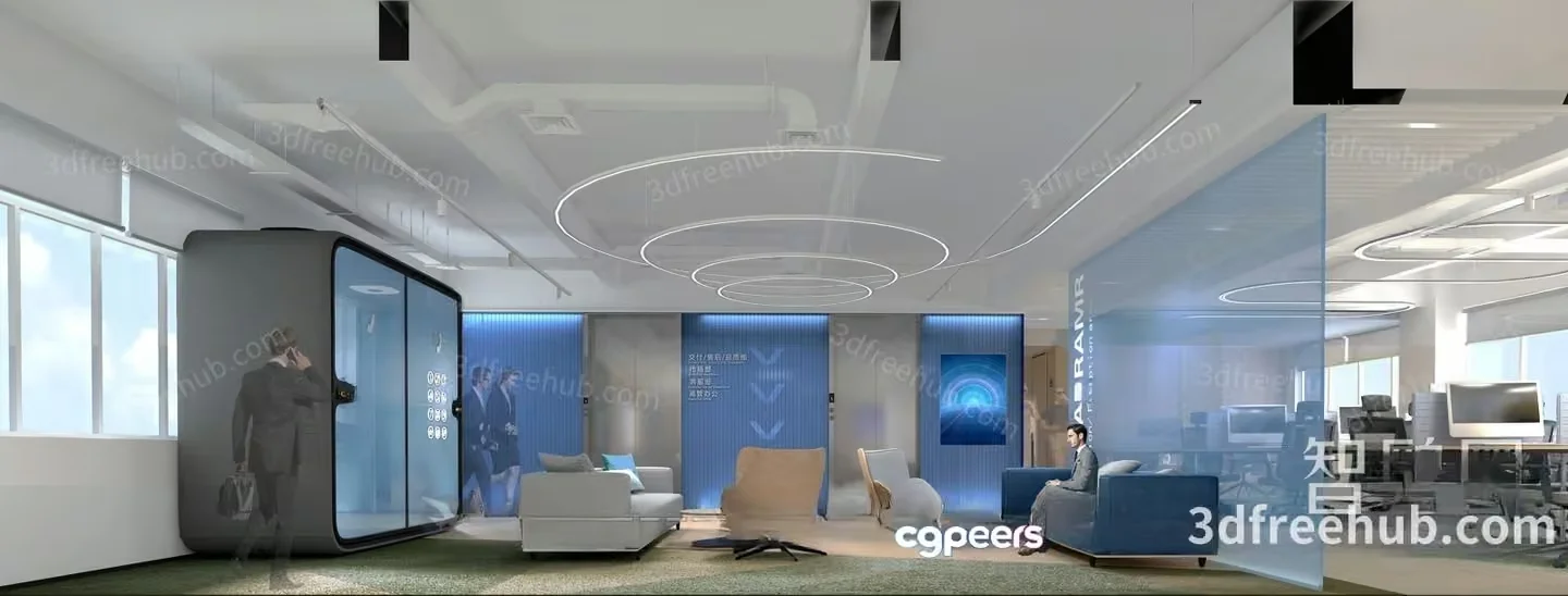 Modern Office Space 3D Model – 230 – VRAY Render