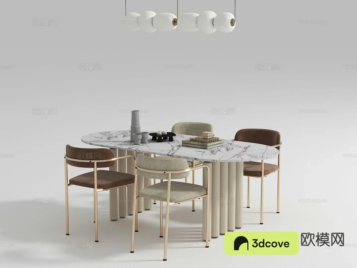 Light luxury dining table and chairs Oval dining table