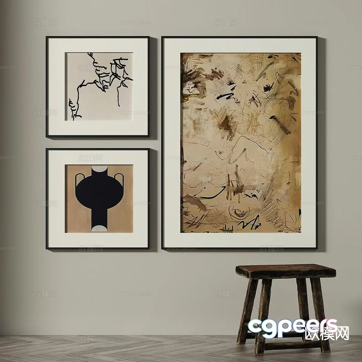 Medieval style hanging painting decorative painting 3d model
