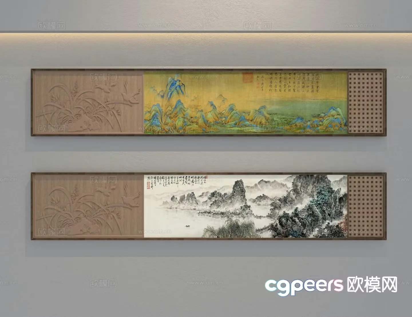 New Chinese style landscape painting decorative painting hanging painting 3D model