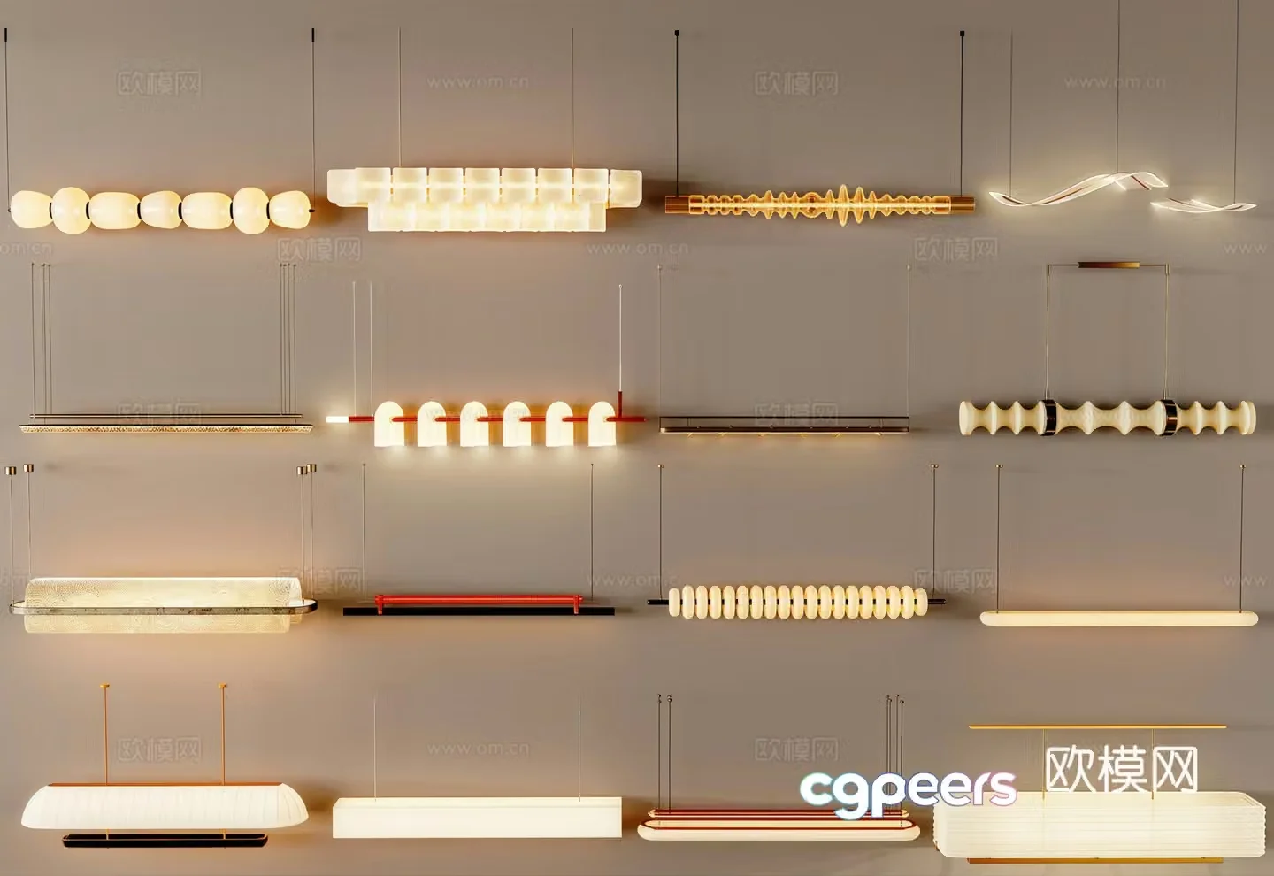 Italian modern restaurant chandelier long restaurant chandelier 3d model