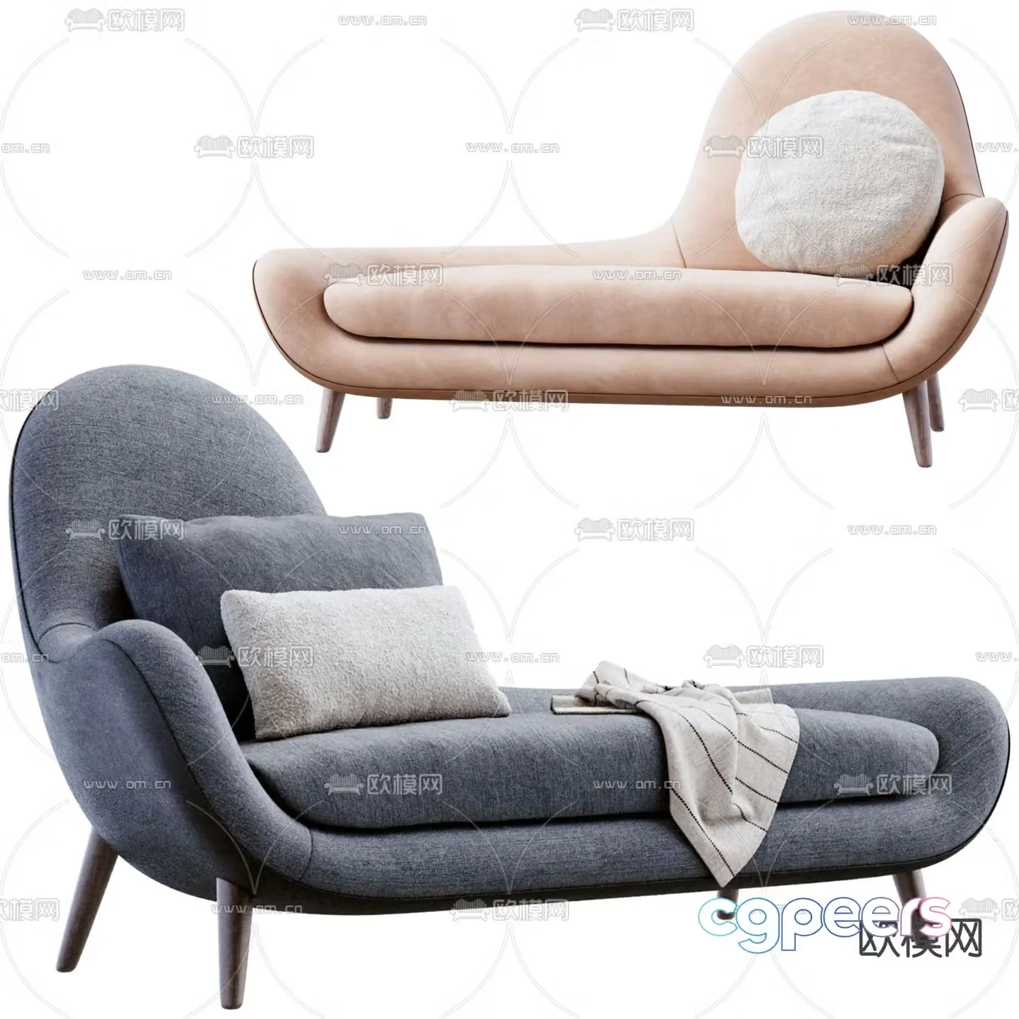 poliform chaise longue beauty couch 3d model