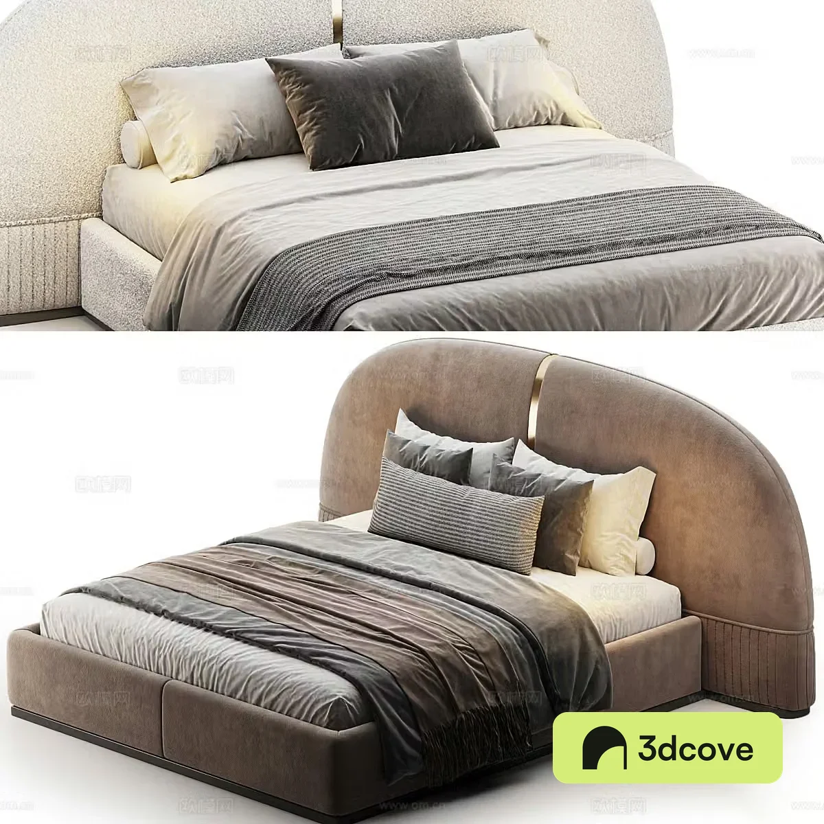 New Chinese style light luxury fabric double bed