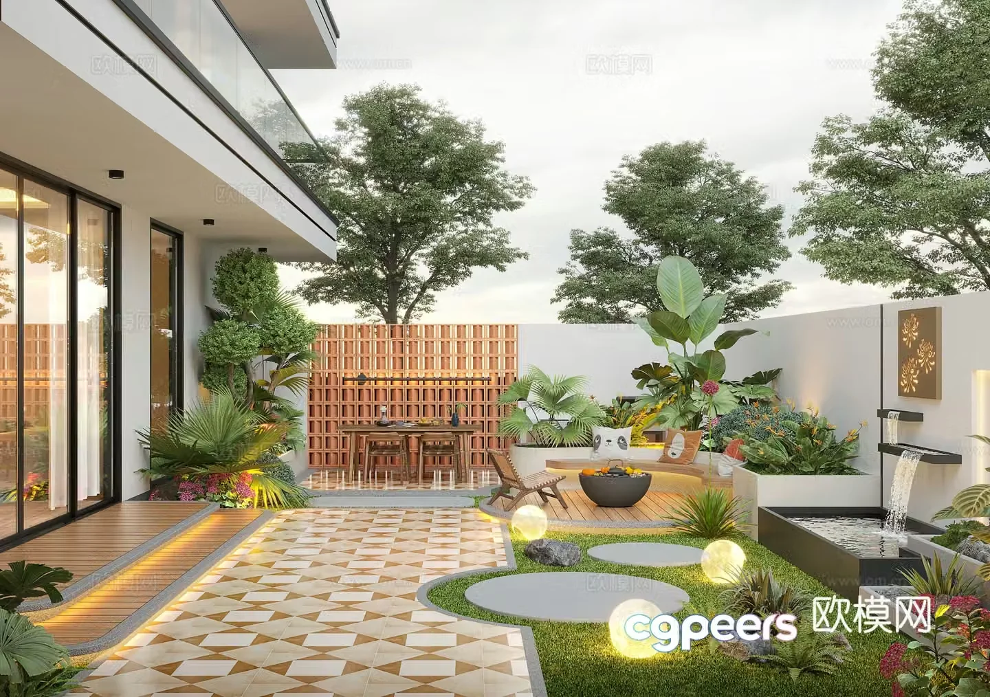 Modern courtyard landscape Villa courtyard Garden water view Landscape Landscape Landscape Sketch 3D Model