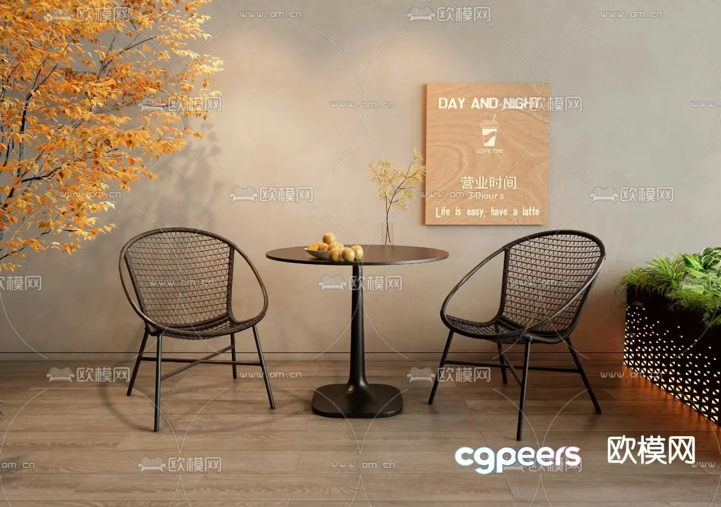 Modern outdoor table and chair 3d model
